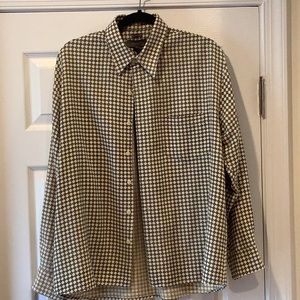 Men’s Bruno sueded long sl button down shirt rayon/polyester sz XL diamond print